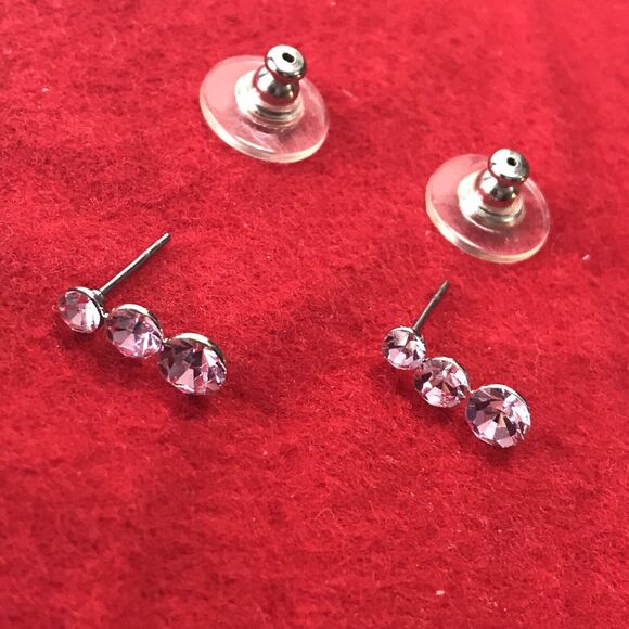 Bijou Brigitte Dangle Drop Earrings Pink Three Tier - Picture 2 of 3